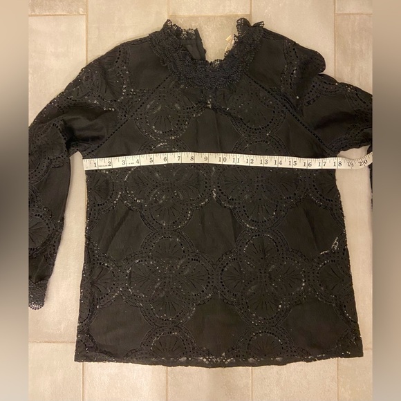 Sezane Becall Lace Long Sleeve Blouse Black Size FR 34/US 2 - Picture 9 of 10